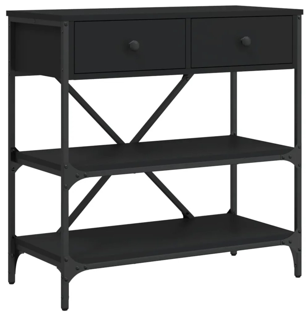 833408 vidaXL Конзолна маса, черна, 75x34,5x75 см, инженерно дърво