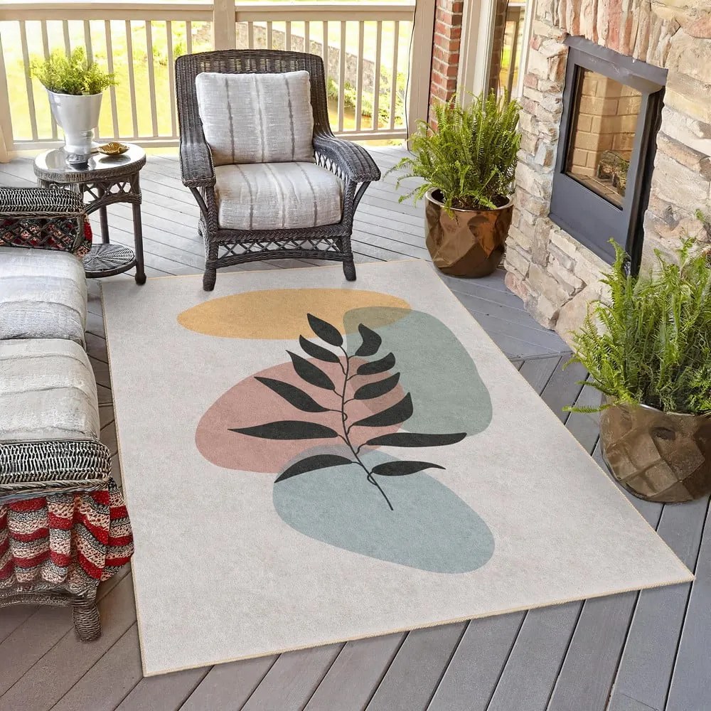 Кремав килим подходящ за пране 160x230 cm Illustrated Autumn – Mila Home