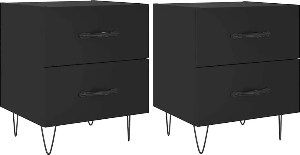 827295 vidaXL Нощни шкафчета, 2 бр, черни, 40x35x47,5 см, инженерно дърво