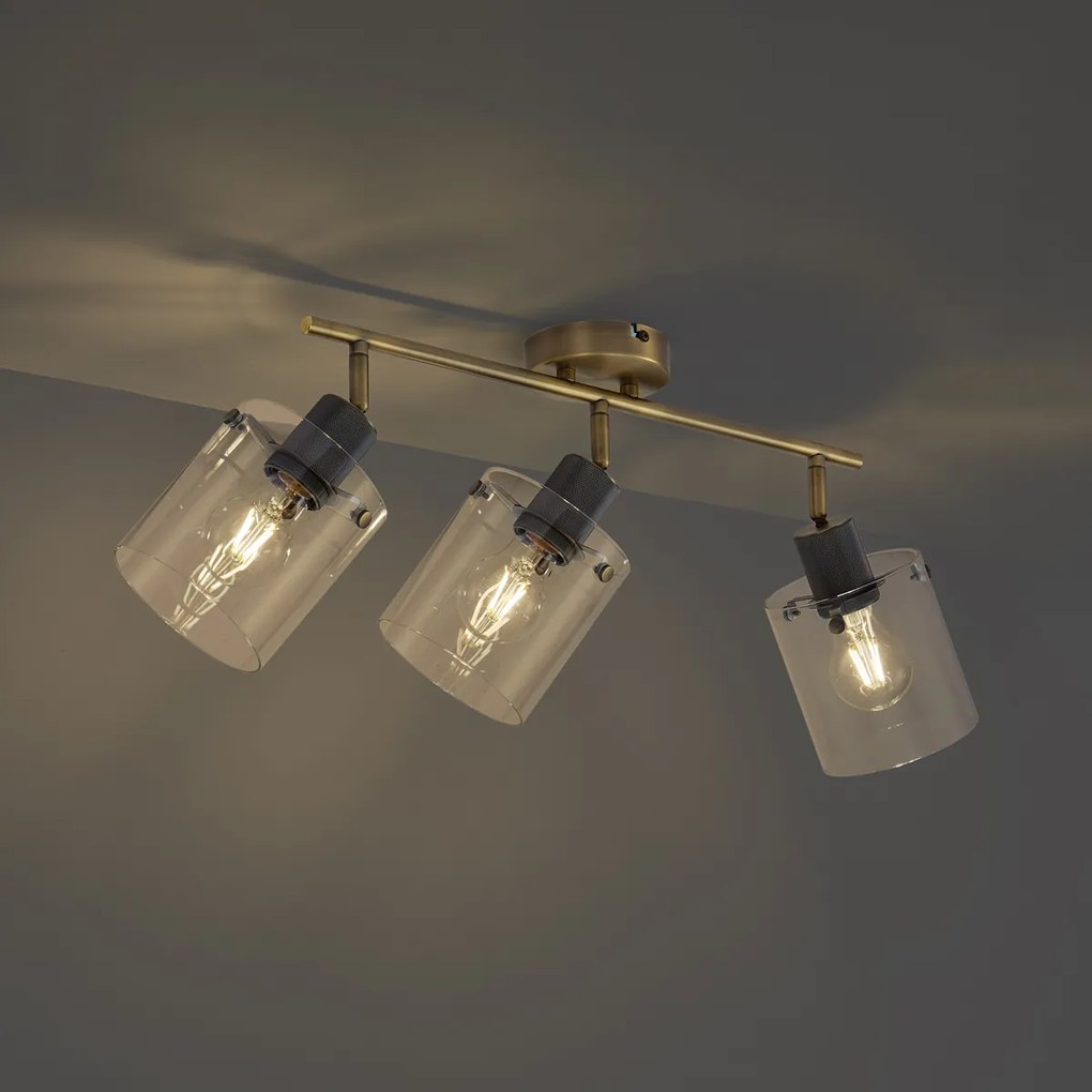 Дизайнерски плафон бронз с прозрачно стъкло 3-лампи - Domo