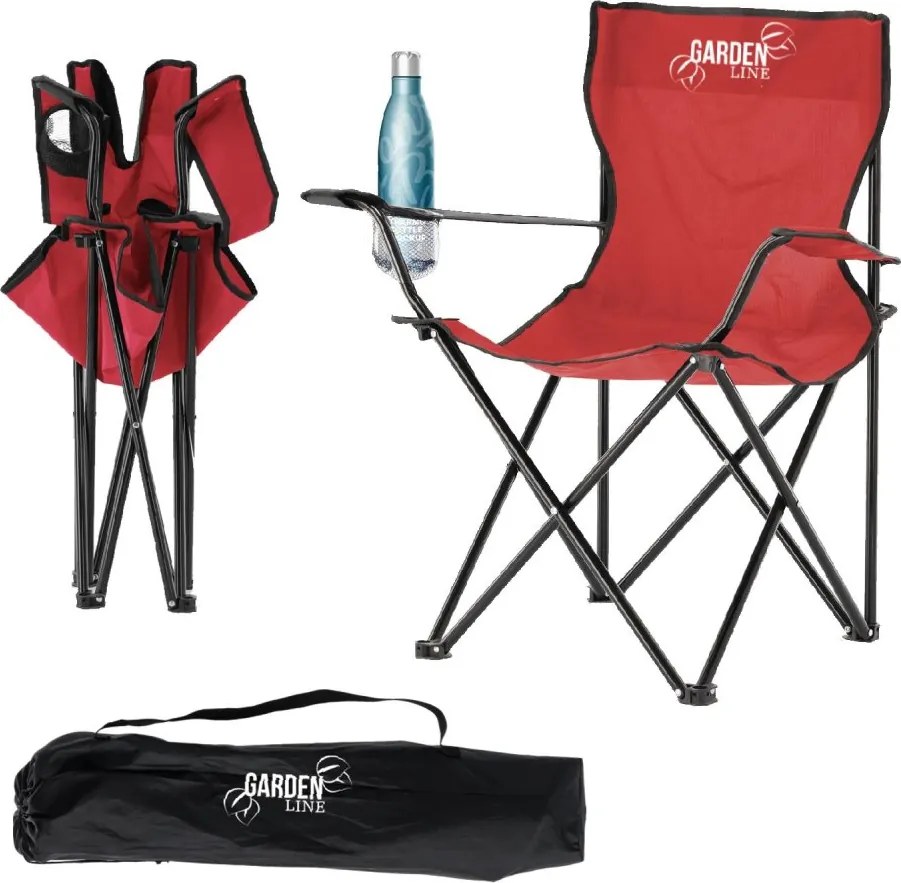 Туристически сгъваем стол червен