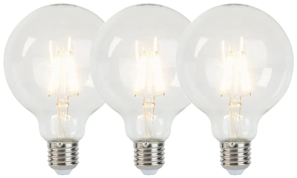 Комплект от 3 димируеми LED крушки E27 G95 5W 470lm 2700K
