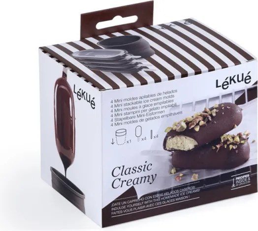 Комплект от 4 форми за сладолед на клечка Lekue 1009044, 350 мл, -20°C / +100°C, Капачета, Сив