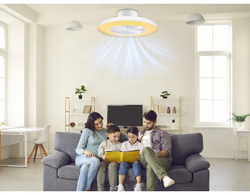 Разопакован: Вентилатор за таван с LED лампа 2в1 Beper P206VEN650, 40W, 3 скорости, Таймер, Бял