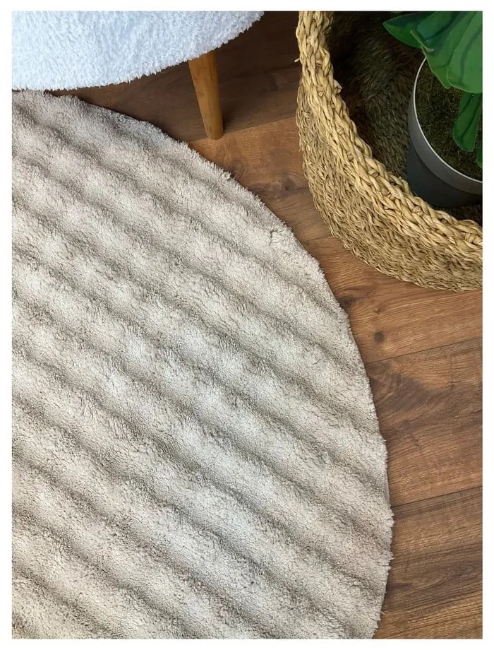 Бежов кръгъл килим подходящ за пране ø 120 cm Bubbly – Oyo Concept