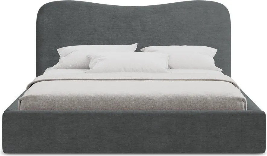 Тъмносиво двойно легло 140x200 cm тапицирано с място за съхранение с включена подматрачна рамка Kahai – Makamii