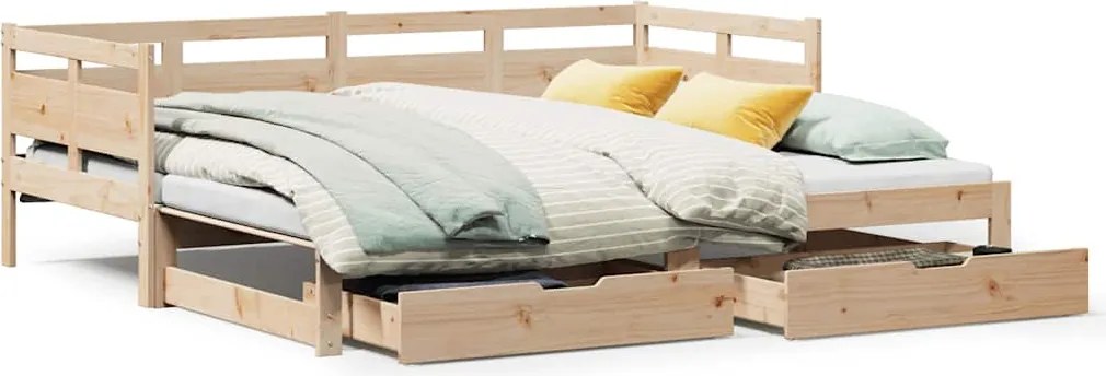 3302233 vidaXL Дневно легло с уширение и чекмеджета, без матрак, 80x200 см