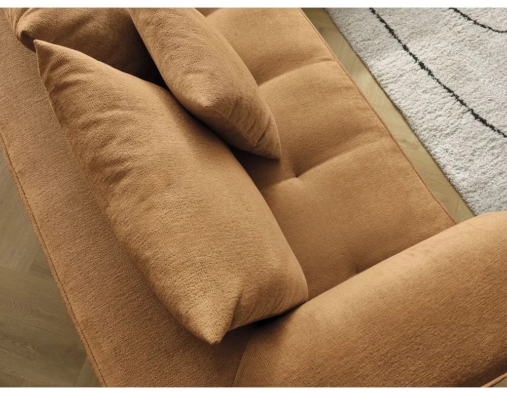 Шенилов ъглов диван в цвят горчица (ляв ъгъл/L форма) Whesley – Bobochic Paris