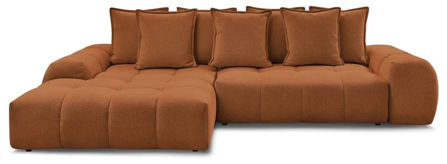 Теракотен шенилов сгъваем/с място за съхранение ъглов диван (ляв ъгъл) Everest – Bobochic Paris