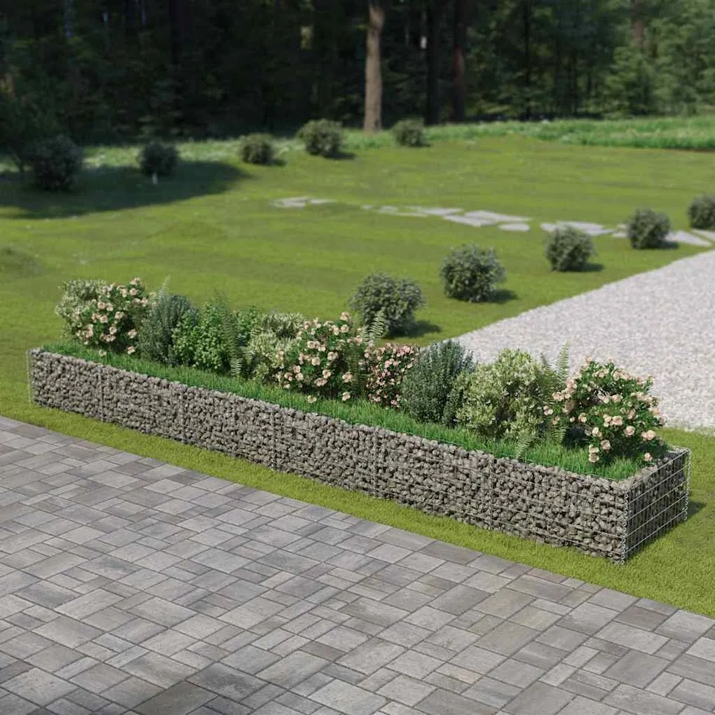143555 vidaXL Габион повдигната леха, поцинкована стомана, 540x90x50 cм