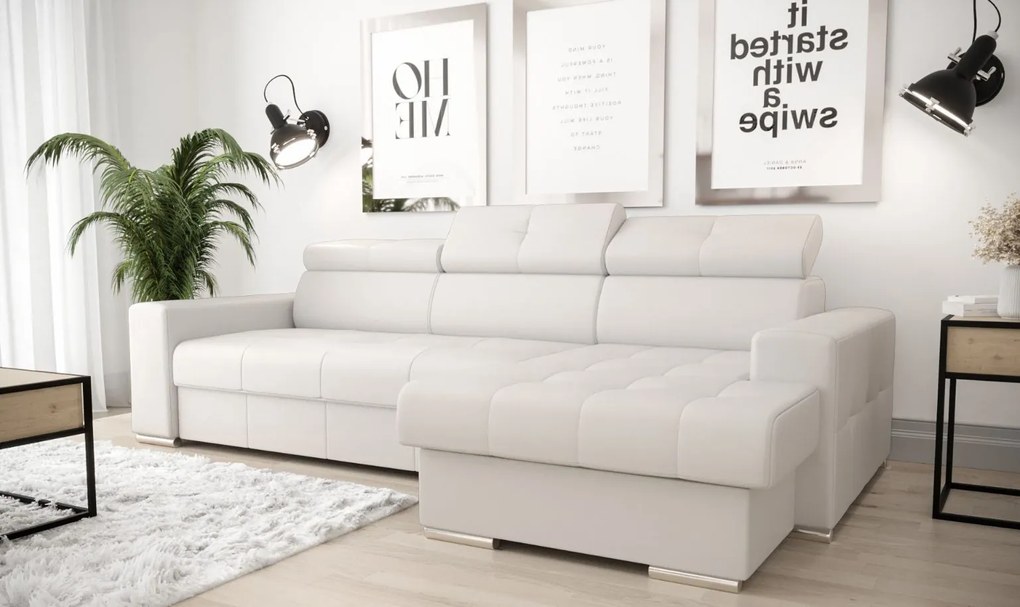 Ъглов диван April mini Eco LTHR-Leuko-Десен