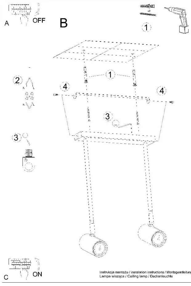 Черен прожектор 10x30 cm Jones – Sollux