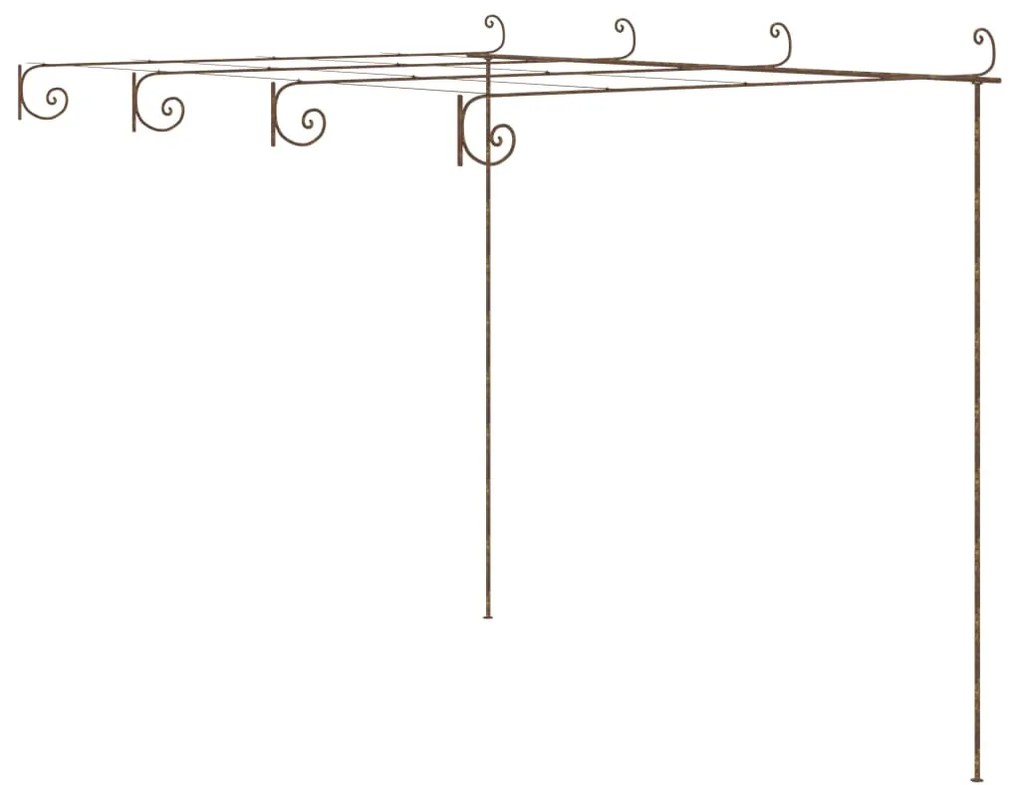Градинска пергола, антично кафяво, 4x3x2,5 м, желязо