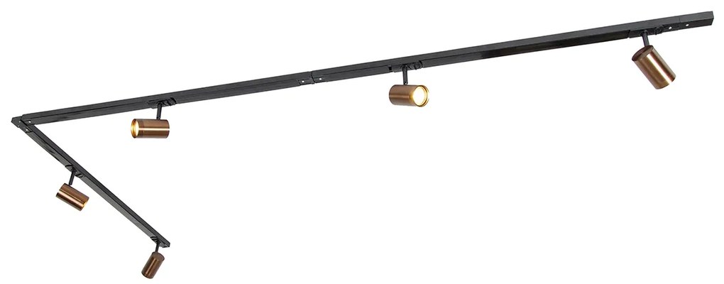 Модерна 1-фазна релсова система с 5 тъмно бронзови прожектори - Jeana
