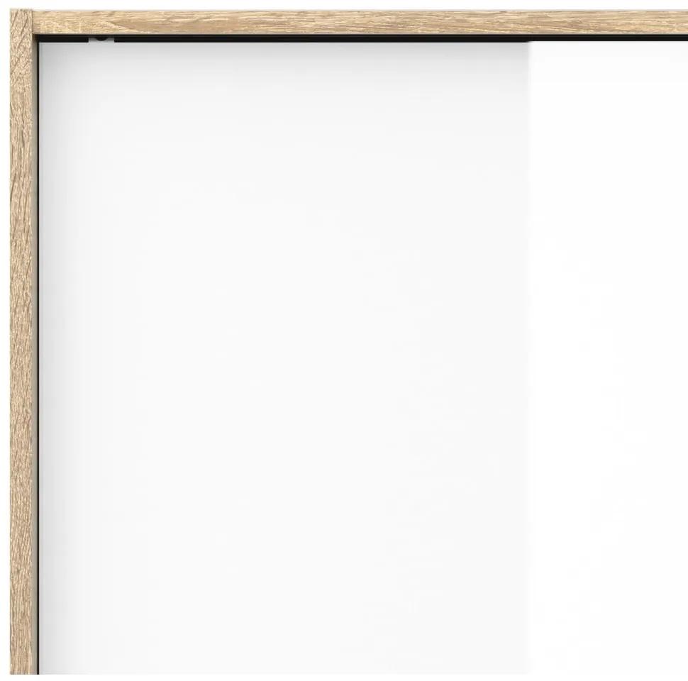 Гардероб в дъбов декор с плъзгащи се врати в бял и естествен цвят 121x200 cm Line - Tvilum