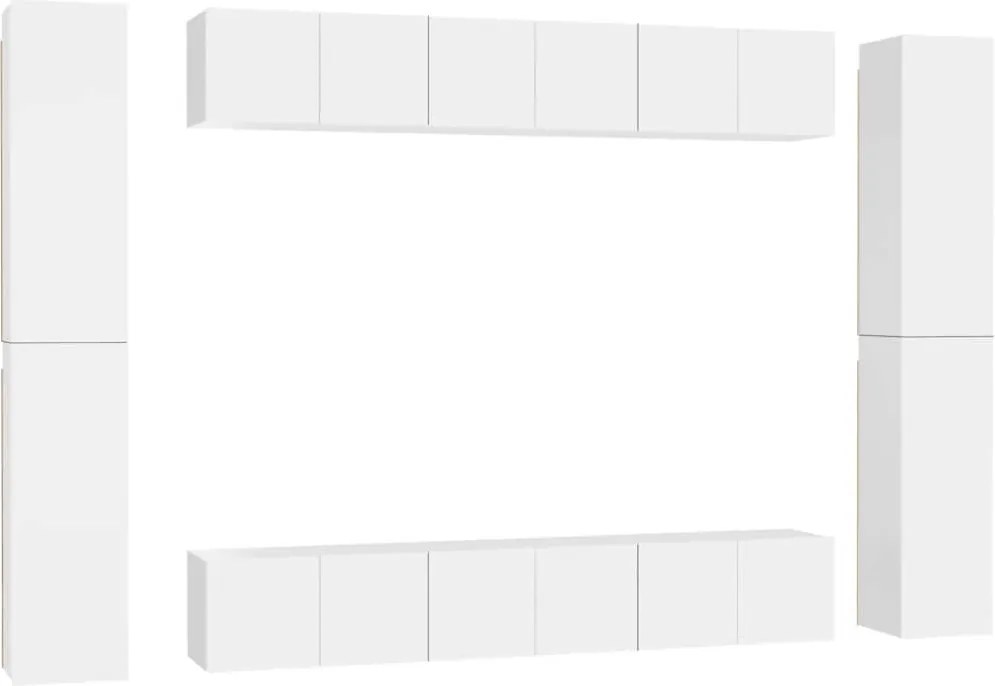 3078665 vidaXL Комплект ТВ шкафове от 10 части, бял, инженерно дърво