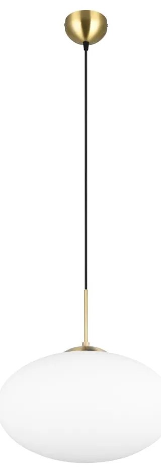 Бяло и златисто висящо осветително тяло със стъклен абажур ø 40 cm Fomento – Trio