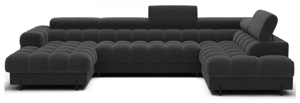 Тъмносив разтегателен ъглов диван от букле (десен ъгъл U форма) Feraria – ELTAP