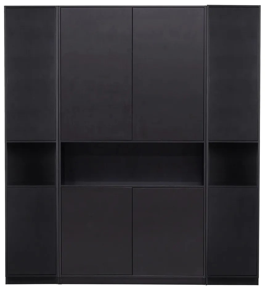 Черна модулна библиотека от масивен бор 190x210 cm Finca – WOOOD