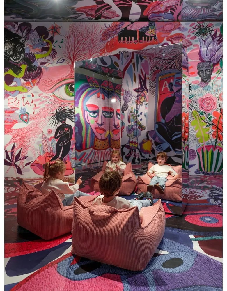 Розов детски пуф от рипсено кадифе Chair – Wigiwama