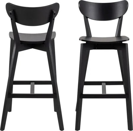 РОКСИ Черен - ДЪРВЕН ХОКЕР БАР СТОЛ ЗА КУХНЯ ХОЛ РЕСТОРАНТ РЕТРО