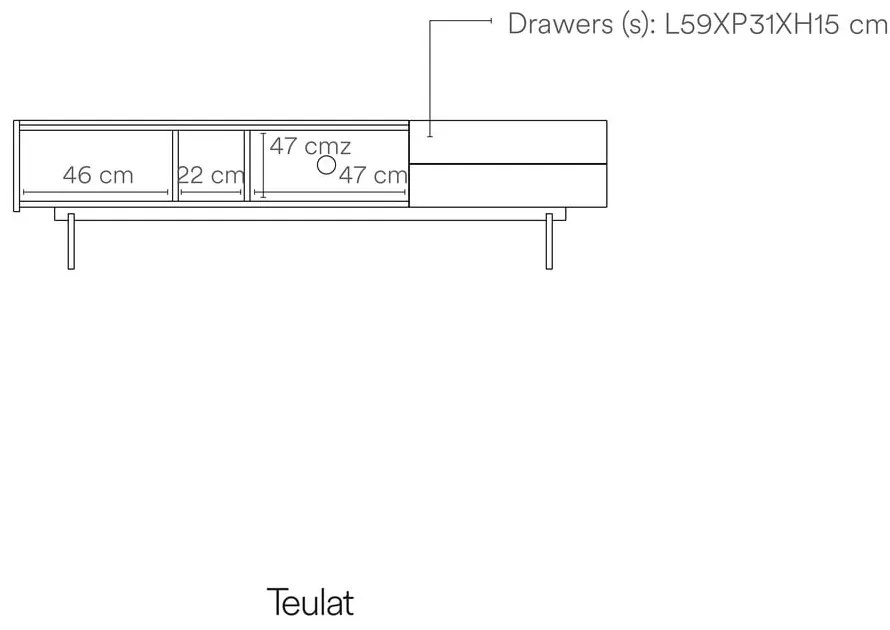 Масичка за телевизор в светлосиво и естествен дъб 180x45 cm Otto - Teulat