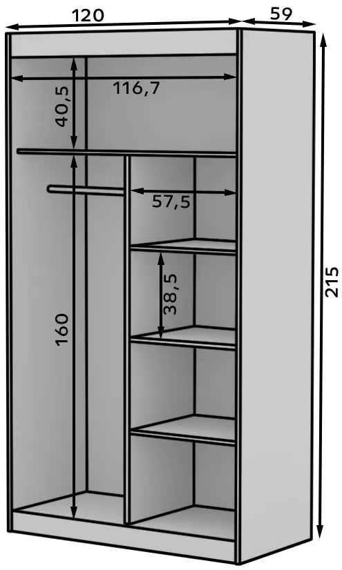 Гардероб Zaist 120 плъзгащ се-Mauro