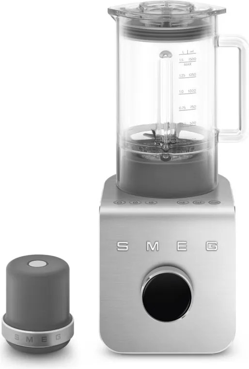 Блендер Smeg Collezione BLC02WHMEU, 1400W, 1.5 л, 22000 об/мин, 5 програми, 9 скорости, Трошене на лед, Неръждаема стомана, Бял/Инокс
