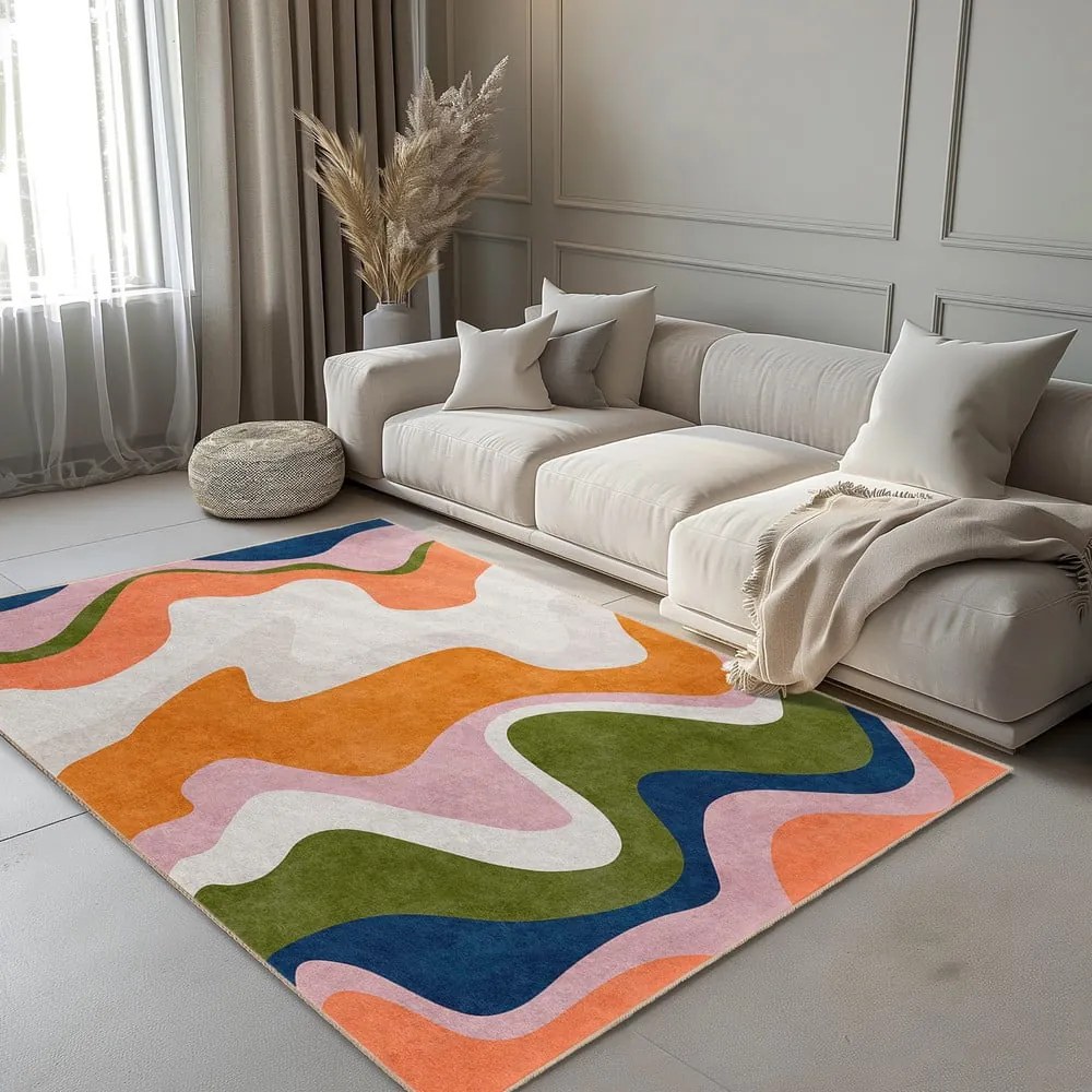 Оранжев килим подходящ за пране 120x180 cm Squiggly Orange – Mila Home