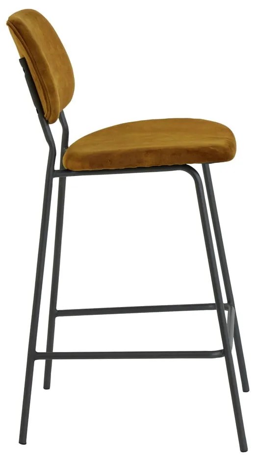Бар стол от кадифе в цвят горчица 92 cm Emma - Light &amp; Living