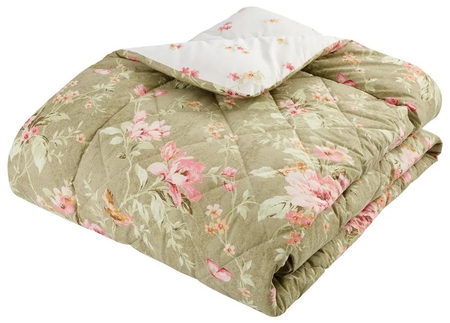 Зелено капитонирано покривало за легло 200x200 cm Penelope Floral – Catherine Lansfield