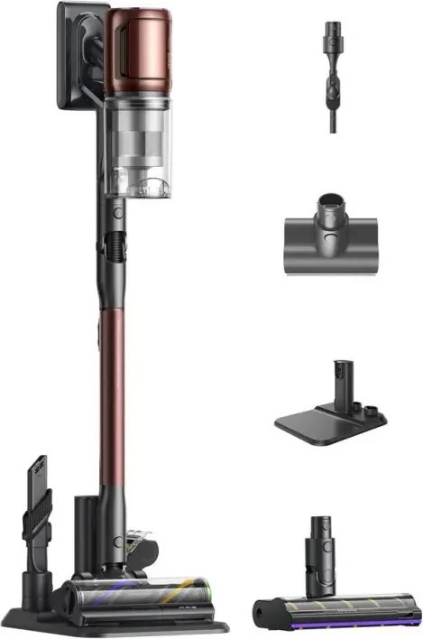 Вертикална прахосмукачка Dreame Essential V30 VVV17B, 880W, 30000 Pa, 90 мин, 0.6 л, HEPA H14, OmniX™ 2.0, Разпознаване на замърсявания, Сгъваема, Черен/бронз
