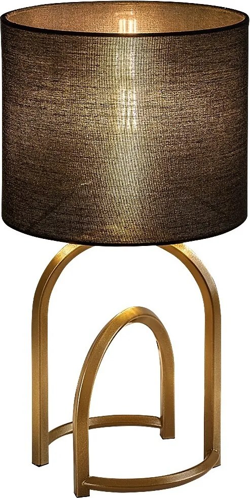 Rabalux Gisaya, настолна лампа, златна метална лампа с черен текстилен абажур, E14 1xMAX25W, В35см, Д18см, кабел: 180см черен те