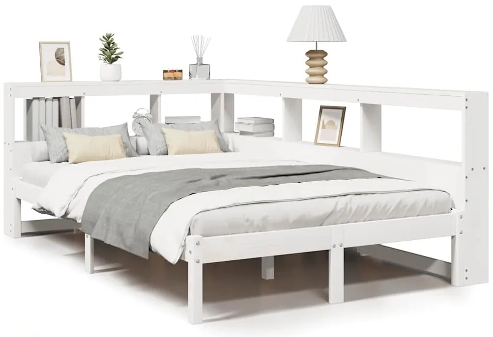 3324336 vidaXL Легло с етажерка за книги, без матрак, 120x190 см, бор масив