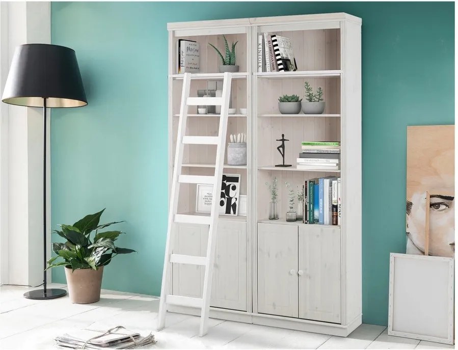 Бяла библиотека от масивен бор 148x223 cm Anita – Støraa