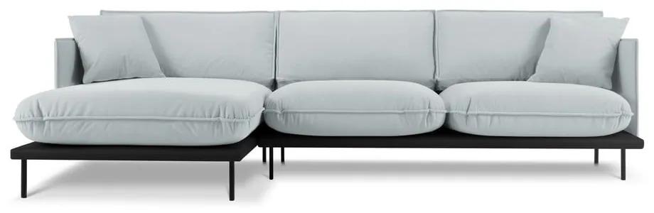 Светлосив ъглов диван с кадифена повърхност, ляв ъгъл Auguste - Interieurs 86