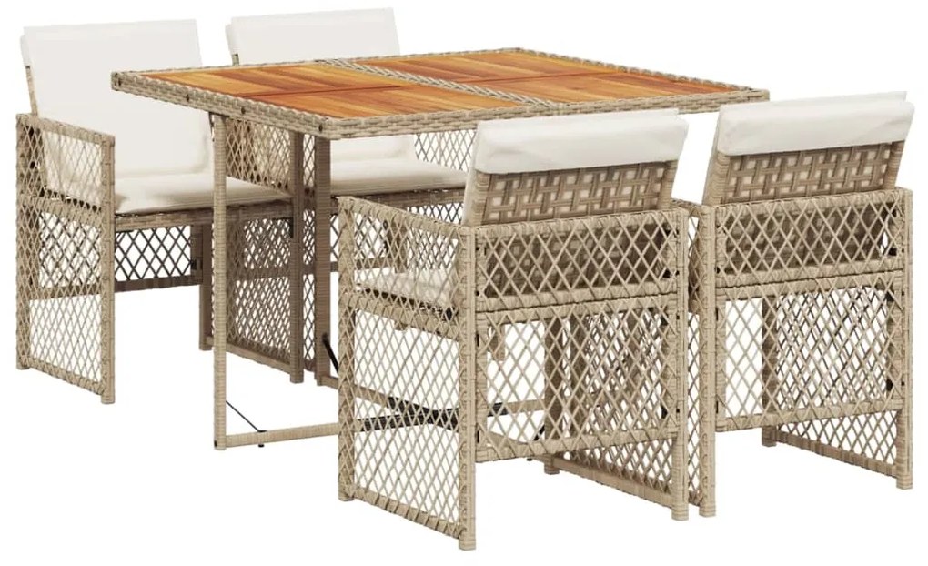 3210724 vidaXL Градински комплект с възглавници, 5 части, бежов полиратан