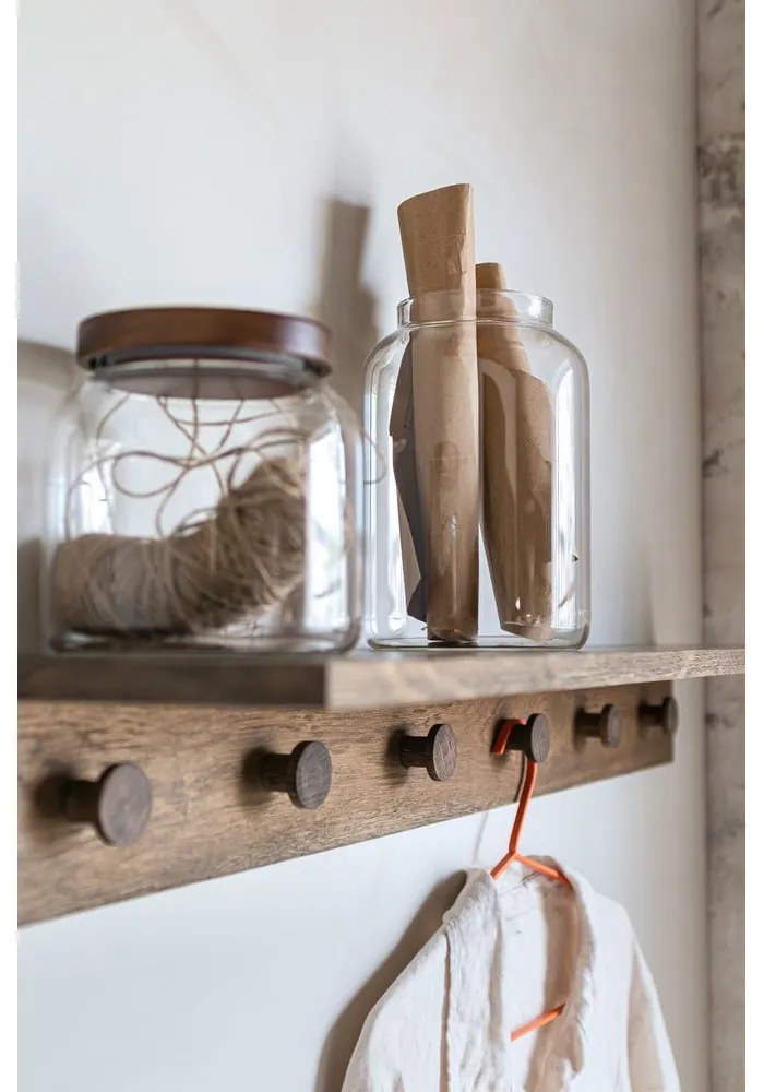 Кафява стенна закачалка от масивен дъб с рафт 90 cm Showcase – Mette Ditmer Denmark