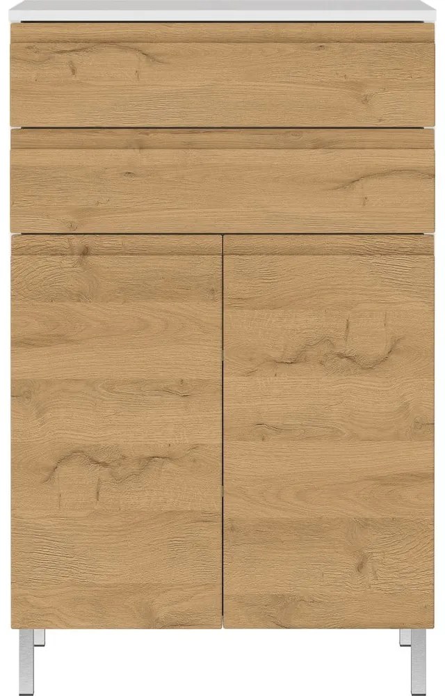 Бял нисък шкаф за баня в дъб 60x97 cm Torrance - Germania