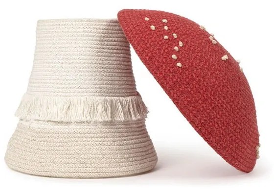 Текстилна детска кошница за играчки в червен и кремав цвят ø 38x33 cm Big Mushroom – Lorena Canals