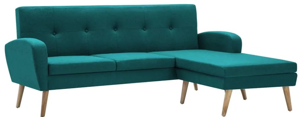 246999 vidaXL Ъглов диван, тапицерия от текстил, 186x136x79 см, зелен