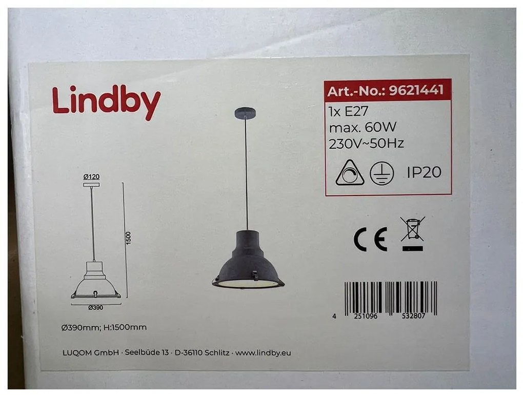 Lindby - Пендел PERCIVAL 1xE27/60W/230V