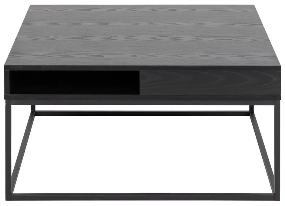 Черна масичка за кафе с ясенов плот 80x80 cm Willford – Actona