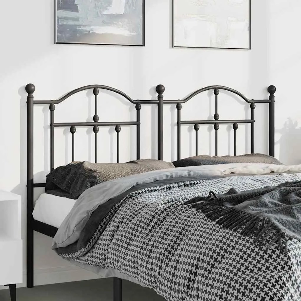 353473 vidaXL Метална табла за глава, черна, 150 см