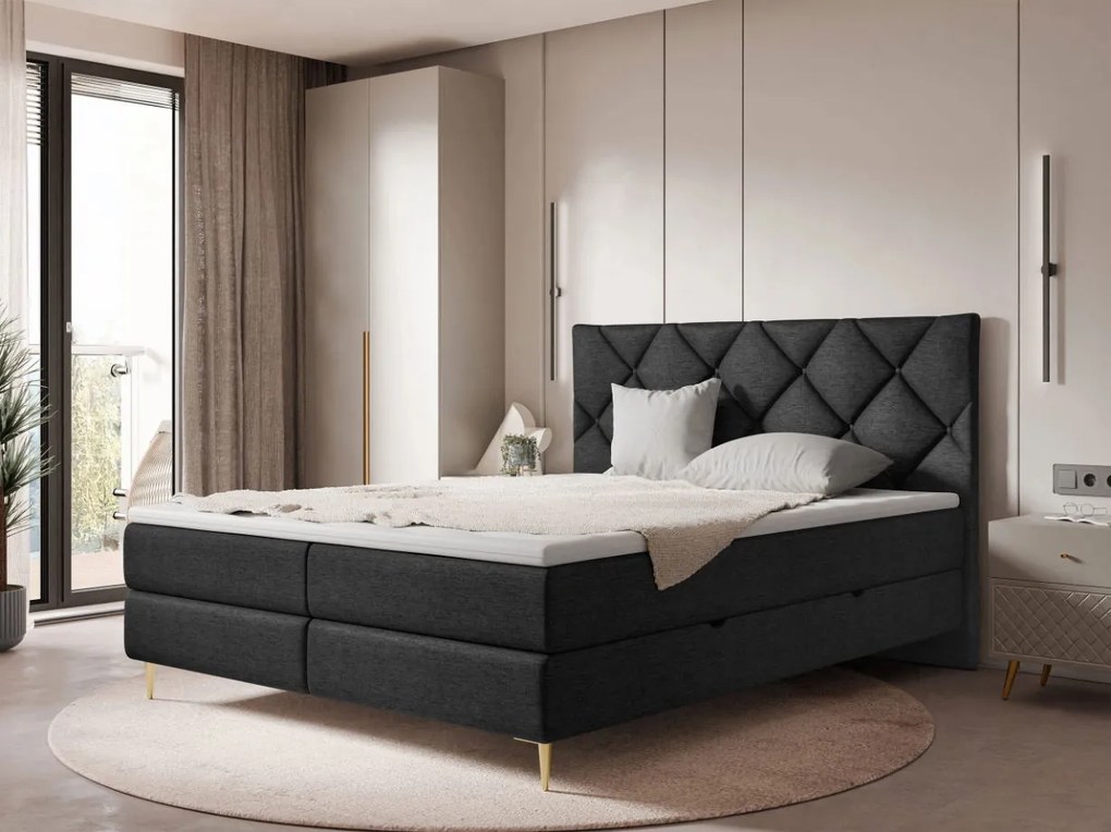 Облечено легло Letra-Тъмно сиво-140 x 200