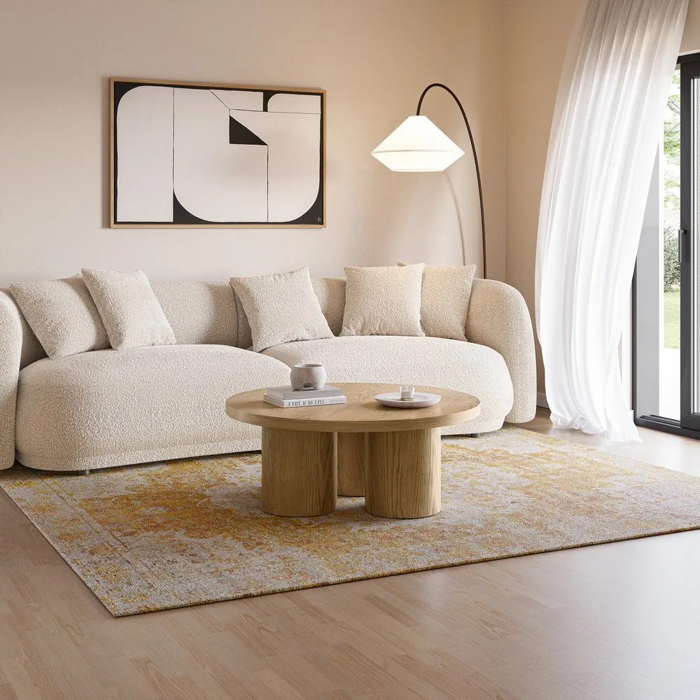 Кръгла масичка за кафе от декор от дъб в естествен цвят ø 100 cm Arancha – MOME