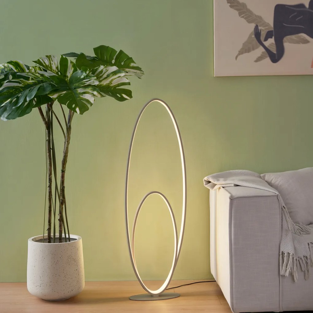 Дизайнерска подова лампа бежова с LED 3-степенно димиране - Boomerang