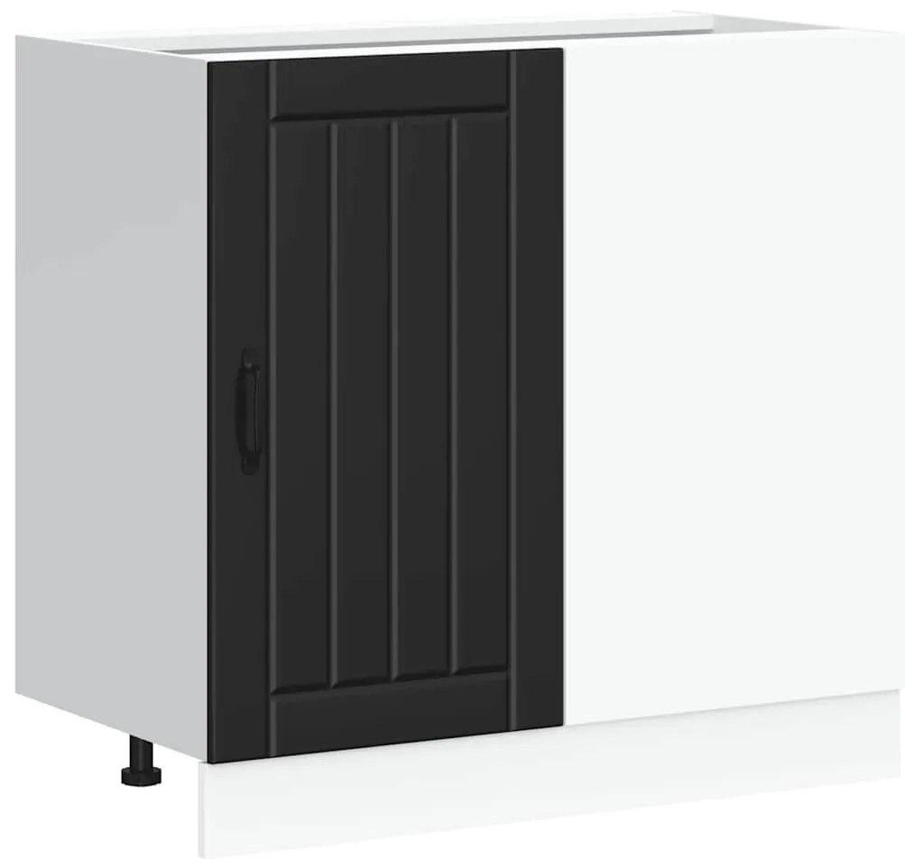 854309 vidaXL Кухненски шкаф "Lucca" Черен, инженерно дърво