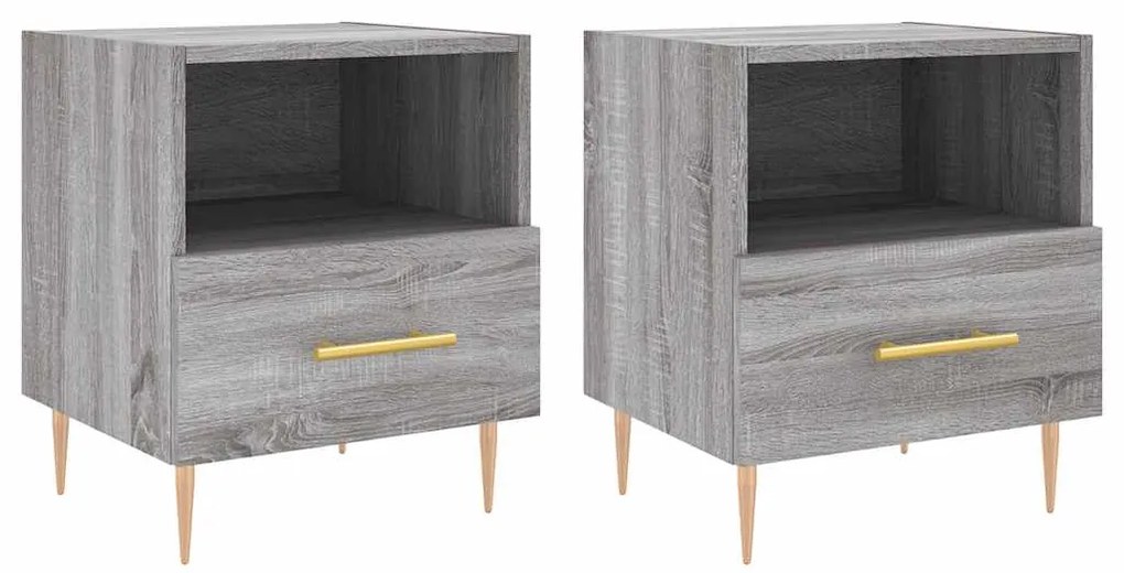 827417 vidaXL Нощни шкафчета 2 бр сив сонома 40x35x47,5 см инженерно дърво