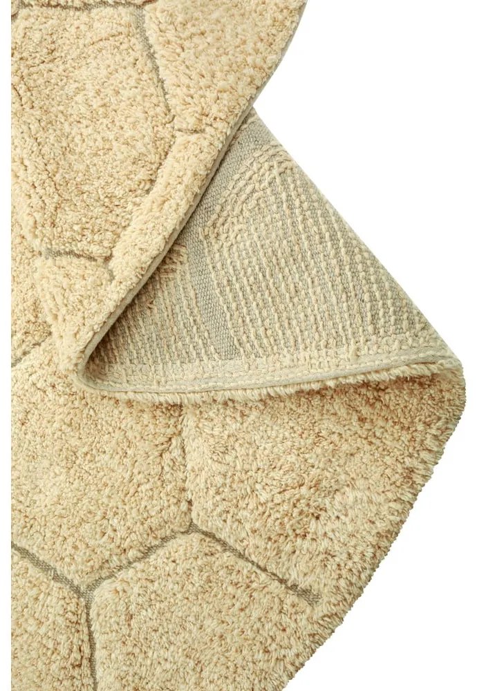 Ръчно изработен памучен кръгъл килим подходящ за пране в цвят жълта охра ø 140 cm Honeycomb Golden – Lorena Canals